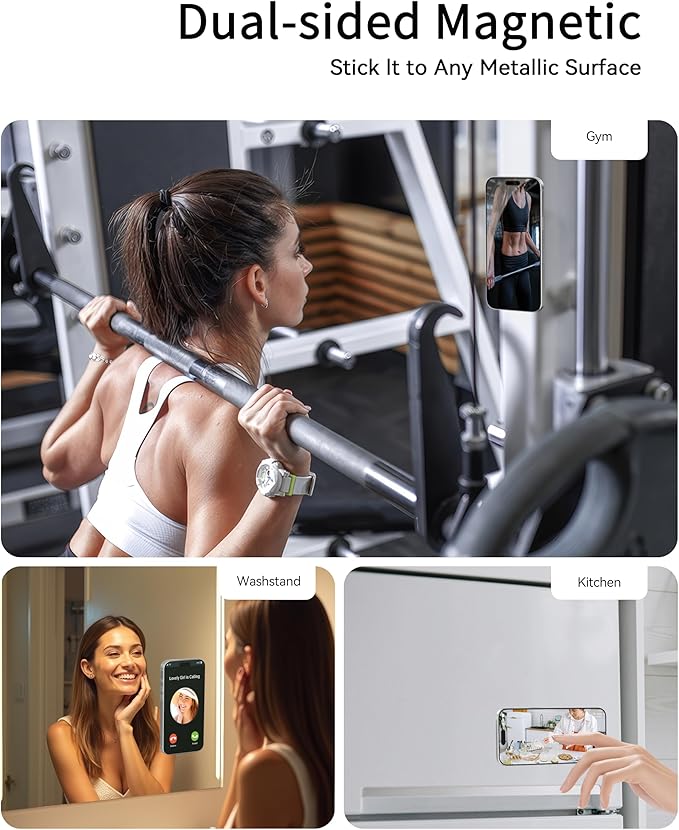 [2025 Newest] Magnetic Phone Grip for MagSafe Ring Holder, Magnet Phone Grip Stand Finger Kickstand Two-Sided Magnetic Compatible with iPhone 16 Pro/Max 15 14 13 12 11 Plus&Android