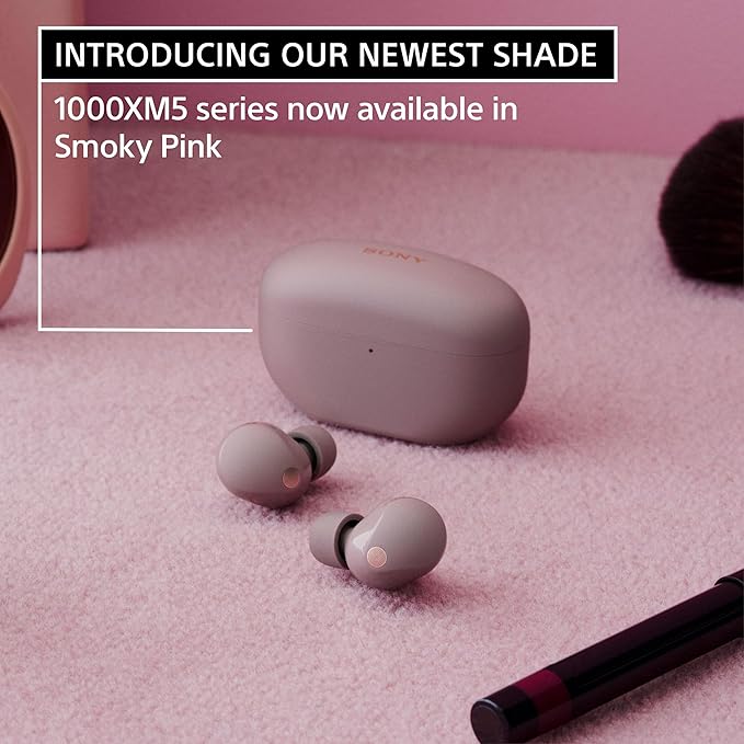 Sony WF-1000XM5 The Best Truly Wireless Noise Cancelling Earbuds Headphones, Bluetooth WF XM5 Earbuds with Alexa Built-in, Smoky Pink