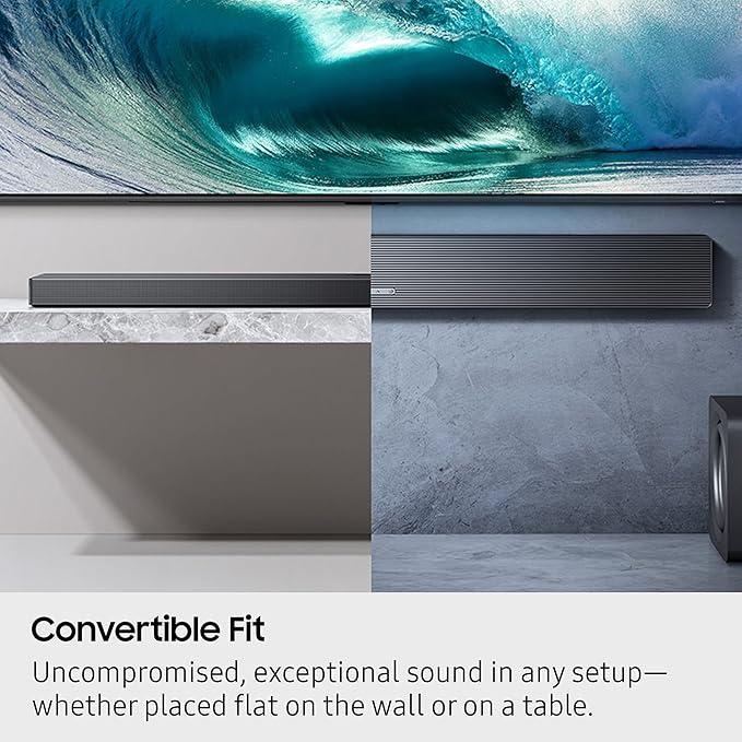 Samsung Q-Series Soundbar HW-QS700F 3.1.2 ch Subwoofer (2025 Model) Convertible Fit, Wireless Dolby Atmos, Q-Symphony