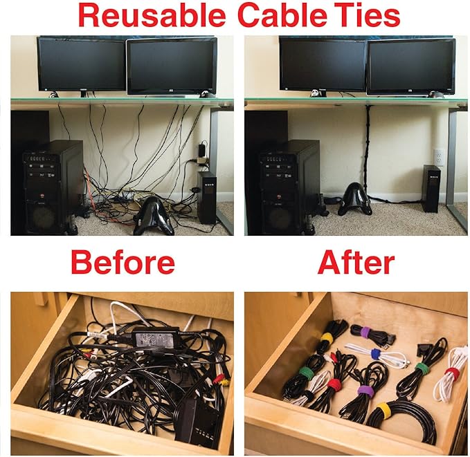 Heaviest Cable Organizer on The Market! Compact and Weighted Desktop Cord Holder and Cable Organizer, Eco-Friendly Silicone, No Bad Smell, Bundled with 4 Reusable Cable Ties! (Green)