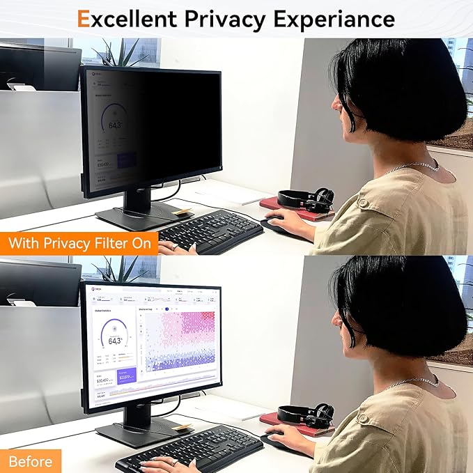 [2 Pack] 25 Inch Computer Privacy Screen for 16:9 Aspect Ratio Widescreen Monitor, Eye Protection Anti Glare Blue Light Computer Monitor Privacy Filter, Removable Anti-Scratch 25in Protector Film