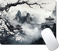 Japanese Aesthetic Landscape Painting Custom Mouse Pad with Non-Slip Rubber, Small Square Design for Wireless Laptop & Computer Mouse Pads for Desk, 9.5 x 7.9 inch Smooth Surface for Gaming & Office