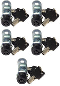 Admiral Locks Tubular Cam Lock, Keyed Alike Removable Key RV Compartment Storage Lock Cabinet Locks (Black Pack of 5, 5/8 Inch 90°)