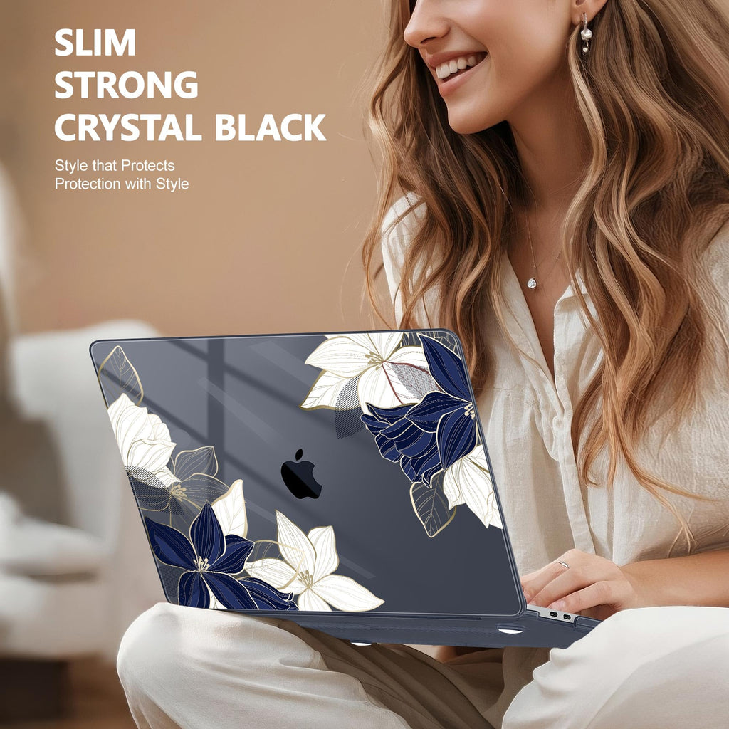 May Chen Case for MacBook Pro 13 inch M2 2023,2022,2021,2020 A2338 M1 A2251 A2289, Plastic Hard Shell Case for MacBook Pro 13" with Touch Bar Fits Touch ID, Elegant Flower