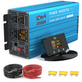 2000 Watt Inverter Pure Sine Wave DC 24V to 110V/120V AC Power Inverters with 3 AC Charger Outlets Car Solar Converter for Vehicles Home with LCD Display and 2.4A USB Charging Port