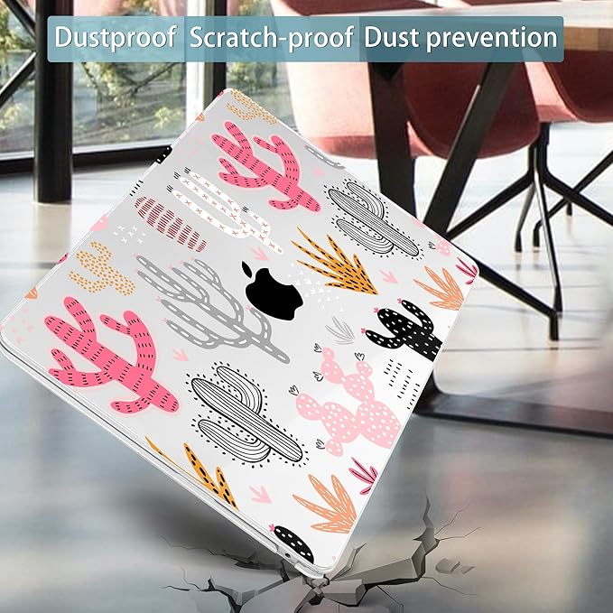 Mektron for 2025 M4 MacBook Air 13.6 Inch A3240 Case Fits 2023 A2681 M2 2024 A3113 M3 Chip with Liquid Retina Display Touch ID, Printed Plastic Hard Shell Cover for MacBook Air 13.6", Colorful Cacti