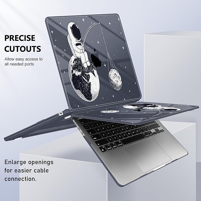 Case for MacBook Air 15 Inch 2025 2024 2023 Release M4 A3241 M3 A3114 M2 A2941, Hard Shell with Screen Protector & Keyboard Cover, Compatible with Touch ID - Astronaut Enjoy