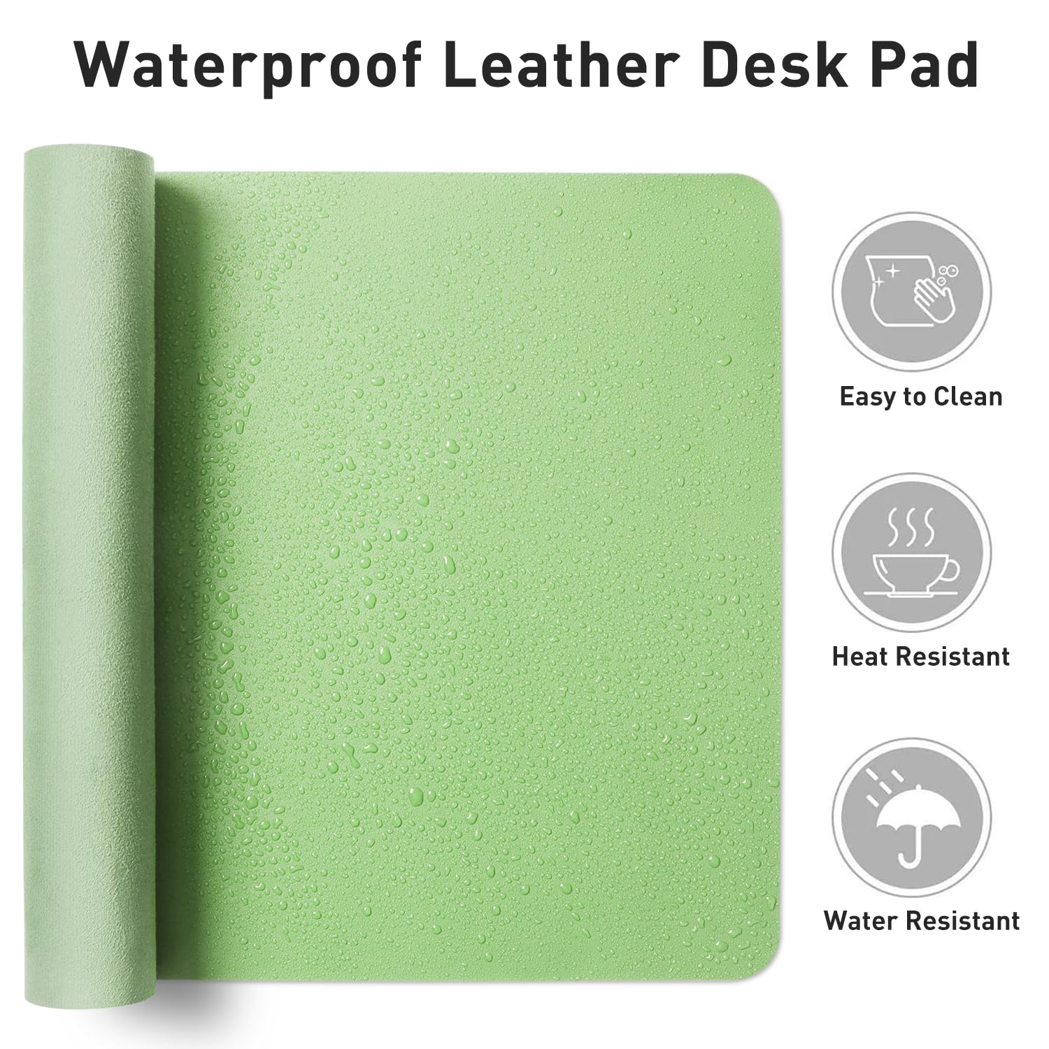 Aothia Leather Desk Pad Protector, Office Desk Mat, Large Mouse Pad, Non-Slip PU Leather Desk Blotter, Laptop Desk Pad, Waterproof Desk Writing Pad for Office and Home (48"x17", Foam Green)