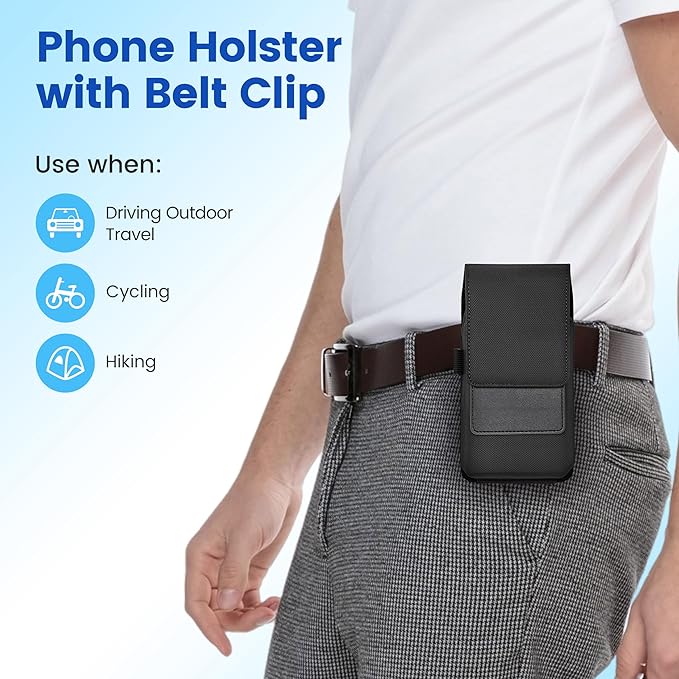 Mopaclle Extra Large Rugged Nylon Cell Phone Holster for Belt, Compatible with Galaxy S25 Ultra, S24 Ultra, Moto G Power, F16, A71 – Fits with Case On, Belt Holder for Outdoor Workers