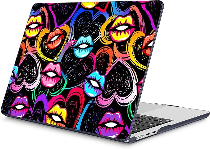 Mektron for 2025 M4 MacBook Air 13.6 Inch A3240 Case Fits 2023 A2681 M2 2024 A3113 M3 Chip with Liquid Retina Display Touch ID, Printed Plastic Hard Shell Cover for MacBook Air 13.6", Colorful Lips