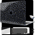 MEEgoodo for MacBook Air 13.3 inch Case 2021 2020 2019 2018 A2337 M1 A2179 A1932, Laptop Shell for MacBook Air M1 with Keyboard Webcam Cover & Trackpad Film & Type C Adapter,Snow Leopard Texture