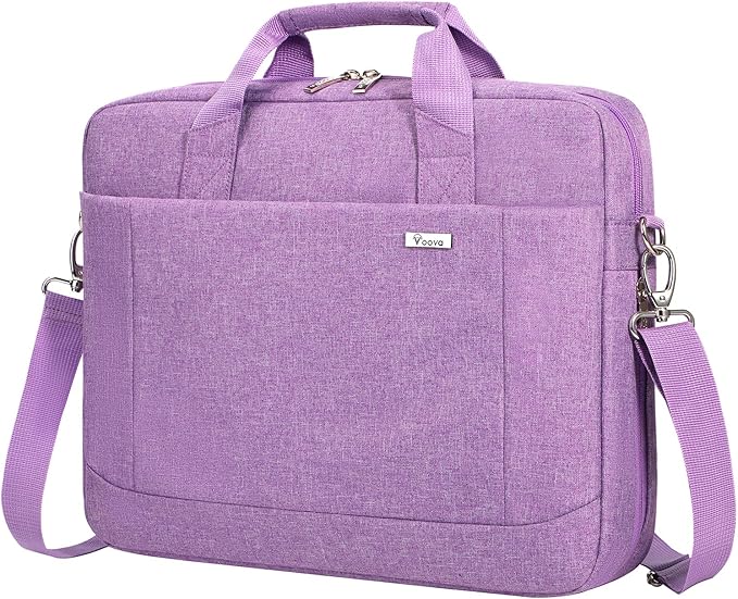 Voova Laptop Bag Case 15 15.6 16 Inch, Computer Sleeve Messenger Bag with Shoulder Strap Expandable Waterproof Business Briefcase for Men Women to Work Travel School, Fit 14-16 Inch Laptop, Lavender