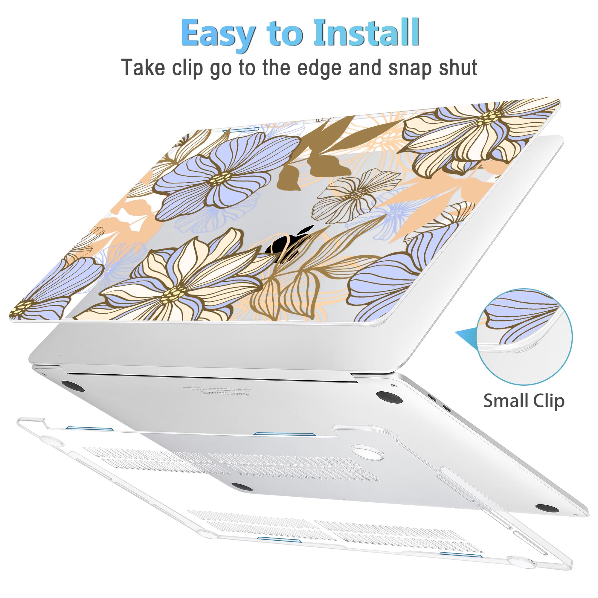 Mektron for MacBook Pro 13-inch Case 2022 2021 2020 Release A2338 M2 M1 A2289 A2251, Printed Plastic Hard Shell Cover for New MacBook Pro 13.3-inch Touch Bar Fits Touch ID，Abstract Floral