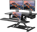 SANODESK 35" Electric Standing Desk Converter,Height Adjustable Riser for Office Home, Monitor and Laptop Workstation with Large Keyboard Tray,Black Color