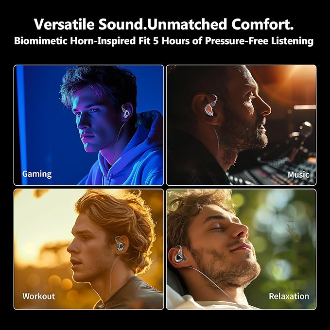 MS2 PRO in-Ear Monitor, 10.2mm Dual-Magnetic Drivers 1DD+1BA Hybird IEMs Wired Earbuds, Zinc Alloy Integrated Molding, Pneumatic Filters for Audiophile Musicians, Detachable 3.5mm OFC Cable