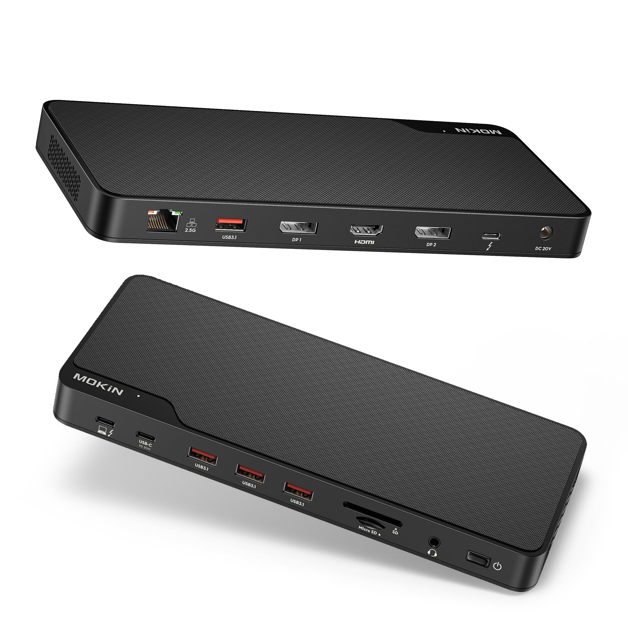MOKiN Thunderbolt 4 Dock - 16 Ports, Laptop Docking Station Dual Monitor for MacBook, Docking Station 3 Monitors for Windows with 150W DC Power,TB4 Cable,2.5 Gigabit Ethernet（Thunderbolt™ Certified）