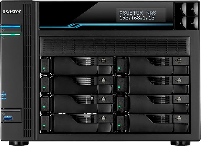 Asustor Lockerstor 8 AS6508T 8 Bay NAS - Network Storage Enclosure, Quad Core 2.1GHz CPU, 8GB RAM DDR4, M.2 NVMe SSD