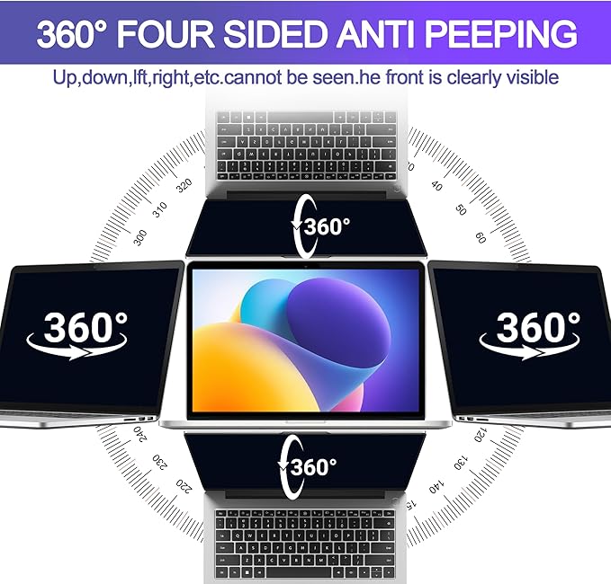 360° Privacy Screen Protector Compatible for MacBook Air 13 Inch (2018-2021, M1), Privacy Screen Filter for MacBook pro 13 inch (2016-2022,M1, M2), Anti-Spy/Anti Fingerprint/Anti Blue Light/Anti Glare