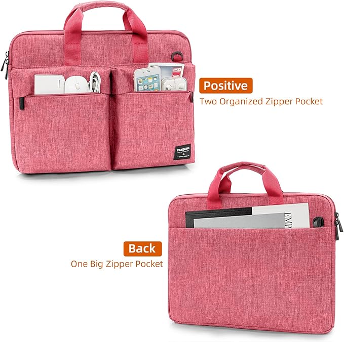 KINGSLONG Slim 17.3 inch Laptop Sleeve Bag Carrying Case with Shoulder Strap, Notebook Ultrabooks Computer Handbag Cover for Men Women Fit for Acer Asus HP Pink