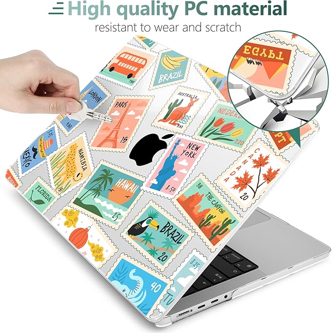DONGKE for M4 MacBook Pro 16 Inch Case 2024 2023 2021 A3403 A3186 M3 A2991 M2 A2780 M1 A2485 Pro/Max Chip, Plastic Hard Shell Case & Keyboard Cover for Mac Pro 16 with Touch ID, Post Stamps