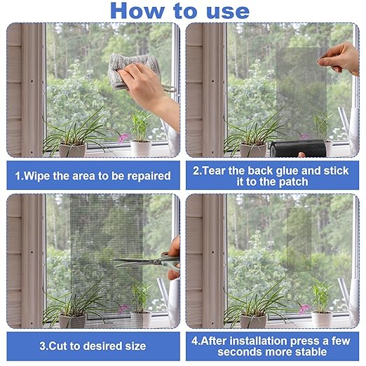 Extra Wide 12 inch x 20 ft Window Screen Tape Mesh Repair Strong Adhesive Waterproof Fiberglass Screen Repair Kit Patch for Window Door Tears Holes(Black)