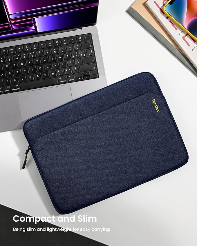 tomtoc Slim Laptop Sleeve for 15-inch 2025 New MacBook Air M4/A3241, M3/A3114, M2/A2941, 15 Inch Microsoft Surface Laptop AI PC/6/5, Dell XPS 15 Plus, Recycled Water-Resistant Protective Case Bag