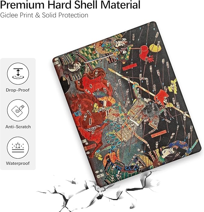Berkin Arts Compatible with MacBook Air 13 inch Cover, 2022-2018 Release A1932 with Touch ID with Keyboard Cover & Screen Protector Ukiyo-e (The Kusunoki's Final Attack by Kuniyoshi)