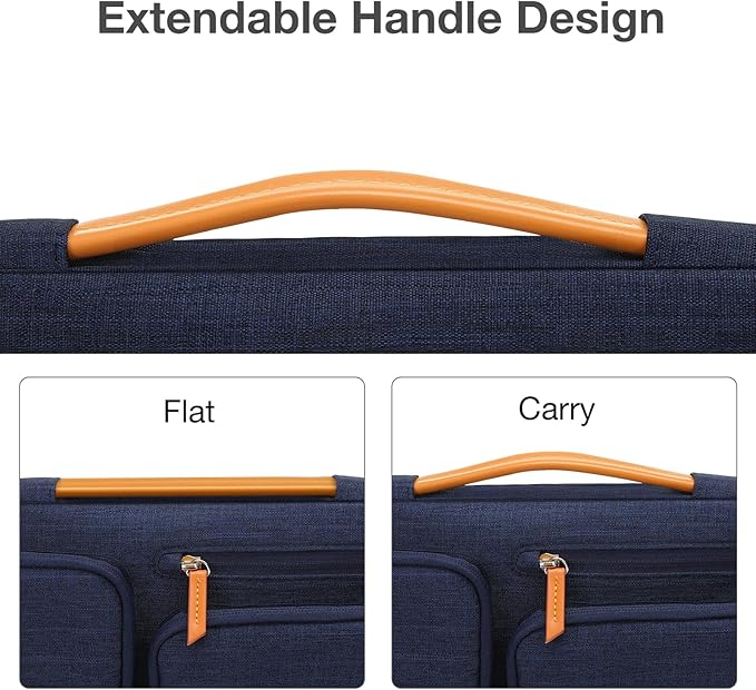 MOSISO 360 Protective Laptop Case 14 inch, 14 inch Laptop Sleeve Compatible with HP Lenovo Dell ASUS Acer, HP, Dell Latitude, Lenovo, Side Open Carrying Case with 4 Zipper Pockets&Handle, Navy Blue