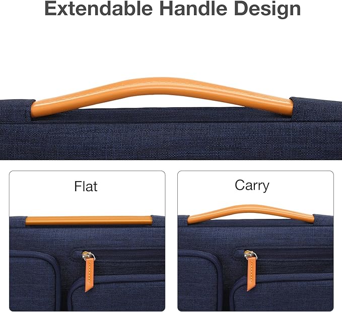 MOSISO 360 Protective Laptop Case 16 inch, 15-15.6 inch Laptop Sleeve Compatible with MacBook Pro 16, HP, Acer, Dell, Lenovo, ASUS, Side Open Carrying Case with 4 Zipper Pockets&Handle, Navy Blue