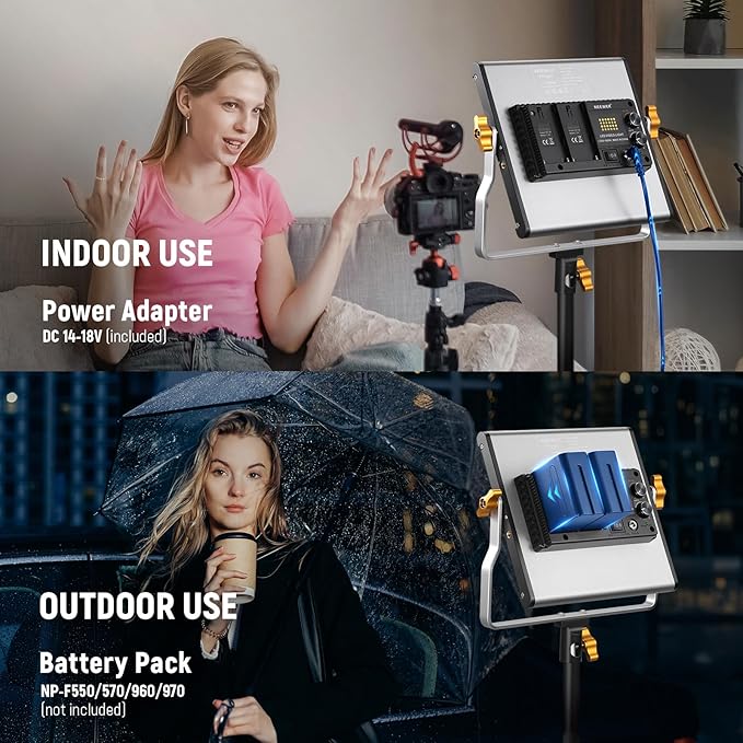 NEEWER 2 Pack Bi Color Dimmable 480 LED Video Light Kit, 28W 3200-5600K CRI96+ LED Panel with U Bracket 75" Tripod Stand Cleaning Cloth Bag, YouTube Recording Studio Photography Streaming Key Lighting