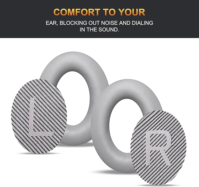 BINGLE Upgraded QC35 Replacement Ear Pads for Bose & Sound Insulation Bose QC35 ii Replacement Ear Pads, Added Thickness QC35 Replacement Headphone Pads with Soft Leather, Memory Foam Gray