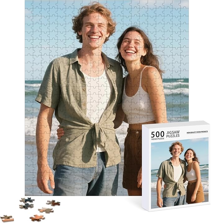Personalized Photo Puzzle – Custom 500 Piece Jigsaw Puzzle from Your Picture – Unique Gift for Family, Couples, Pets, Birthdays, Weddings, Anniversaries(500-Vertical)
