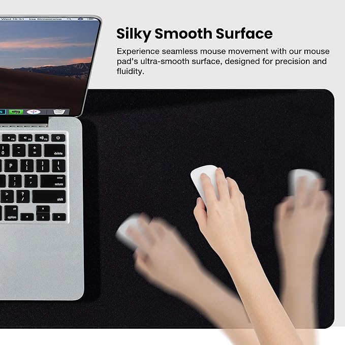 ALOANES Waterproof Mouse Pad with Durable Stitched Edge, Large Gaming Keyboard Pad, Non-Slip Rubber Base Mouse Mat, Extended Desk pad for Gamer, Office & Home, Black Mousepad 31.5''x 15.7''x 0.12''