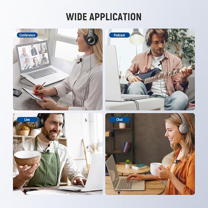 NEEWER USB Lapel Microphone, Plug & Play Mini Omnidirectional Clip On Lavalier Mic with 3.5mm Monitoring Headphones Jack for USB 2.0 Mac Windows PC Laptop Computer YouTube Skype Podcast Gaming, LM2