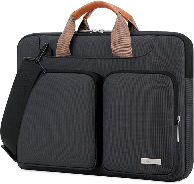 Lacdo 360° Protective Laptop Shoulder Bag for 13 inch New MacBook Air M4 A3240 2025, M3 A3113, M2 A2681, M1 A2337 A2179 A1932 2024-2018 | 13 inch MacBook Pro M2 M1 A2338 A2251 A2289 Computer Bag,Black