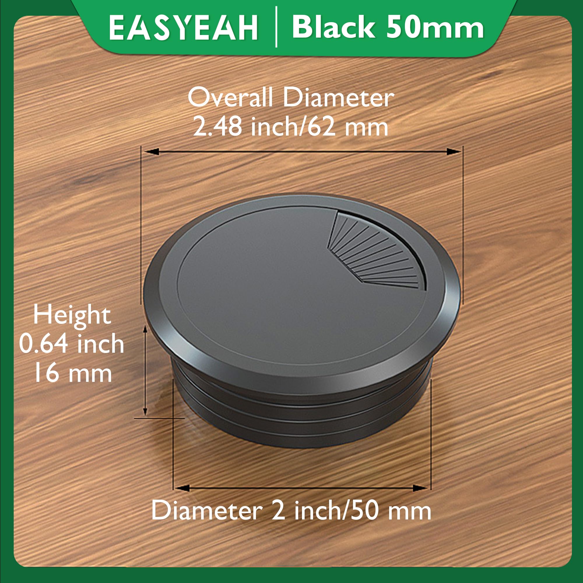 EASYEAH 10 Pcs Desk Grommet 2" / 50 mm, Desk Cord Hole Cover