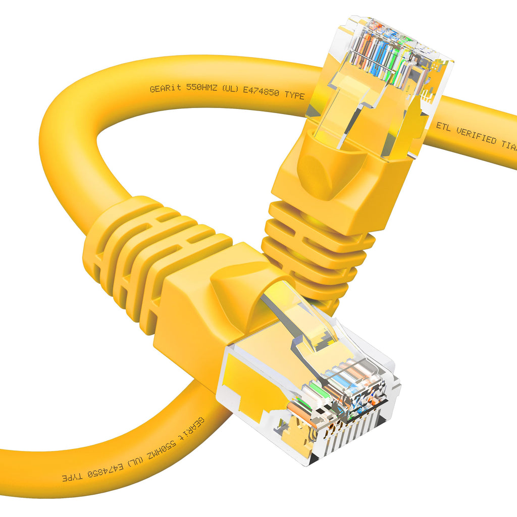 GEARit Ethernet Cable 50 ft Cat 6 High Speed Gaming Yellow (1 Pack) Cat6 Cables 50ft Yellow/Ethernet Cable, 10Gbps 550MHz 24AWG Pure Copper, Snagless, Gold Plated RJ45 for Router, Server, Router, PC