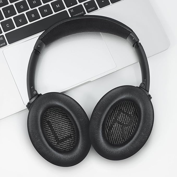 Headphones Replacement Ear Pads, Protein Leather earpad Cushions for Bose Quiet Comfort QC35 Headphones, Replacement Earpads, Softer Memory Foam - Black