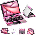GUSGU Transparent Case with Wireless Keyboard for iPad 10.2-in (7th, 8th, and 9th Gen), 7 Colors Backlight, Trackpad, 360°Rotating Stand, Tech Style