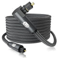 EMK 90 Degree Toslink Optical Cable 360 Degree Free-Rotating Plug Fiber Optic Cable S/PDIF Toslink Male to Male for Home Theater, Sound Bar, TV, PS4, Xbox,Grey (50ft/15m)