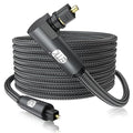 EMK 90 Degree Toslink Optical Cable 360 Degree Free-Rotating Plug Fiber Optic Cable S/PDIF Toslink Male to Male for Home Theater, Sound Bar, TV, PS4, Xbox,Grey (30ft/10m)