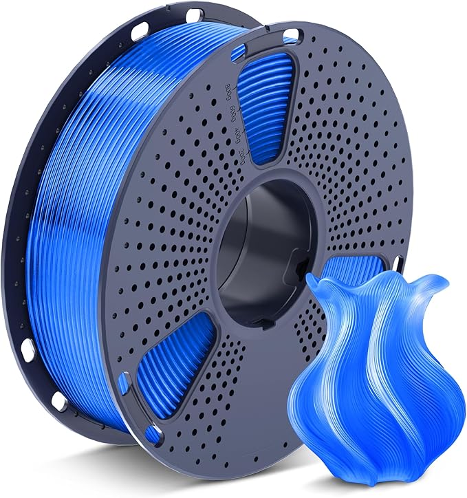 SUNLU 3D Printer Filament PETG Filament 1.75mm, Less Stringing Good Layer Adhesion High Toughness, PETG Filament 1.75 ±0.02mm, 1kg Spool(2.2lbs), Transparent Blue