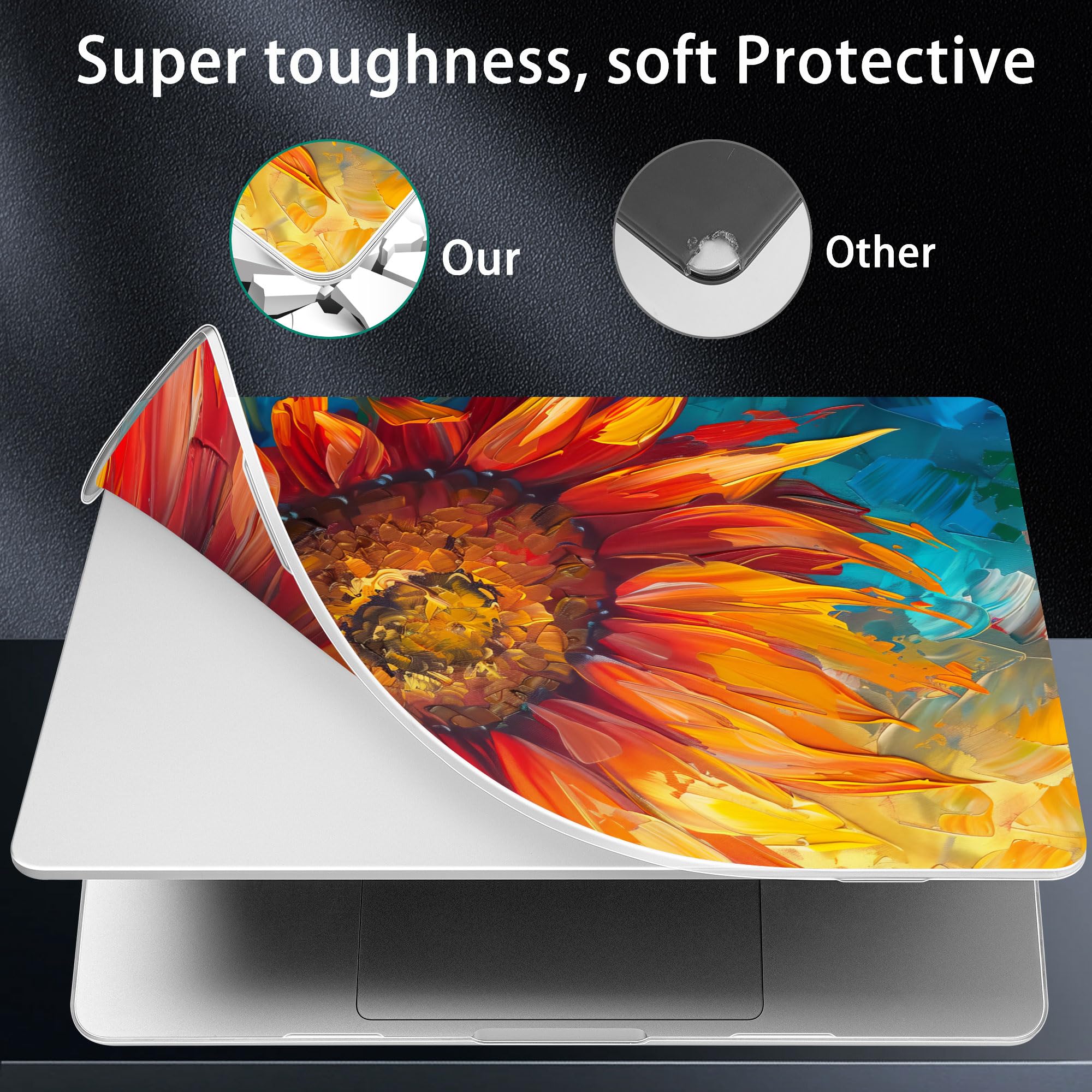 Lepeoac Case for 2026-2021 MacBook Pro 16-inch M5/M4/M3/M2/M1, Sunflower