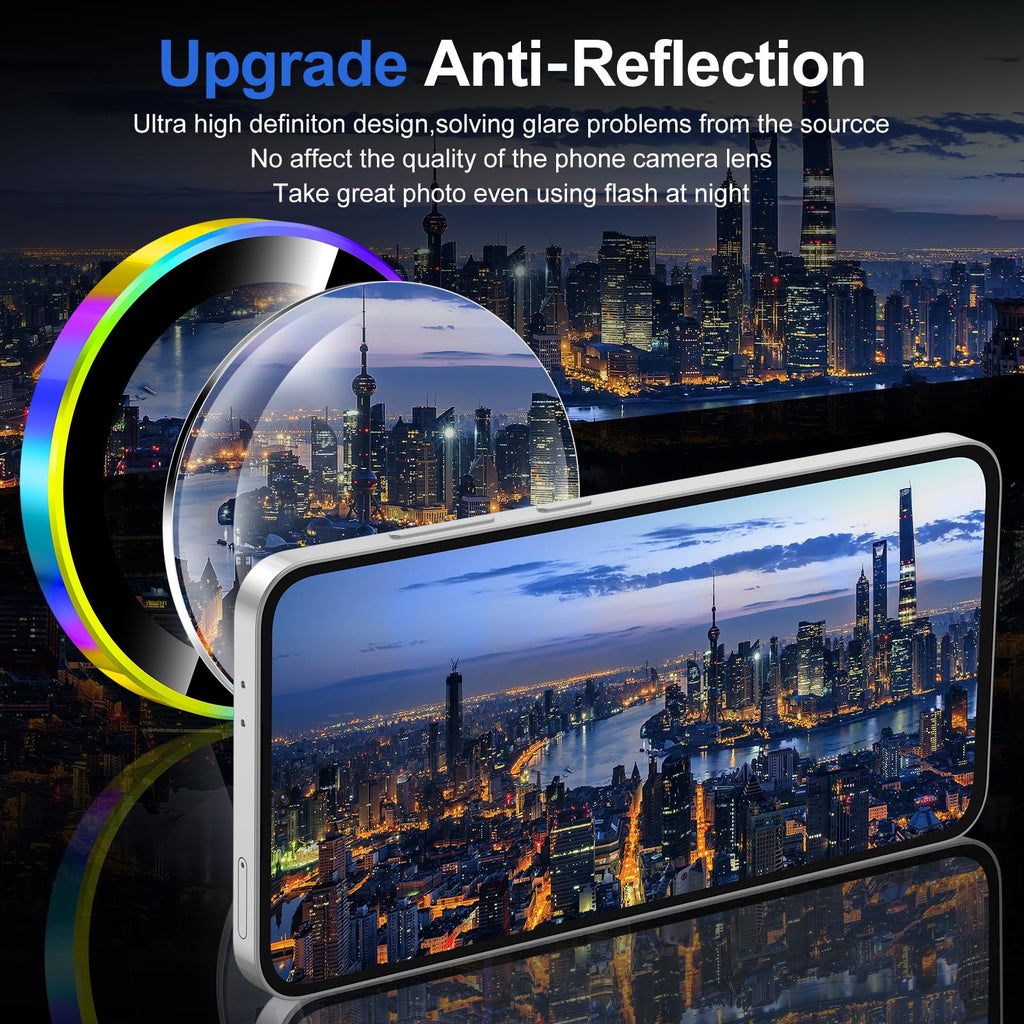 Avocase for Samsung Galaxy S24 FE Camera Lens Protector, Individual Metal Ring Tempered Glass Lens Cover, [Strong Adsorption] Scratch Resistant Ultra-Thin HD Clear Lens Cover, 1 Set-Colorful Ring