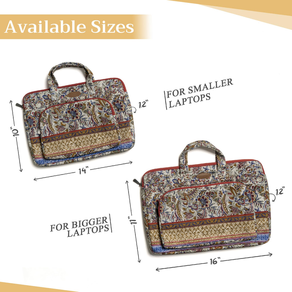 Maison d'Hermine Laptop Bag with Pocket upto 13.5 inch Stain and water repellent Cotton canvas Valentines Day Gifts - Jaipur