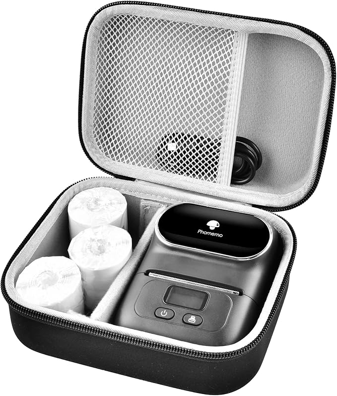 Case Compatible with Phomemo M110 Label Maker - Portable Mini Bluetooth Thermal Label Maker Carrying Storage Bag for Printer Labels, USB Cable and Accessories Black (Box Only)