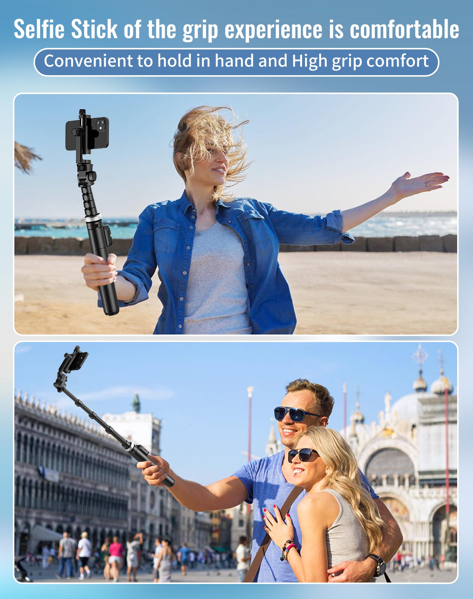 POVODO Selfie Stick for iPhone:Selfie Stick Tripod with Remote,Tripod for Video Recording,is Content Creator's Vlogging Kit,Compatible with Android, Camera, Also a Gopro Trip
