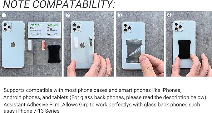 Universal Phone Grip for Smartphones - Phone Holder for Hand for Back of Phone - Wireless Charging Compatible (DeepPurple) - 2Pack