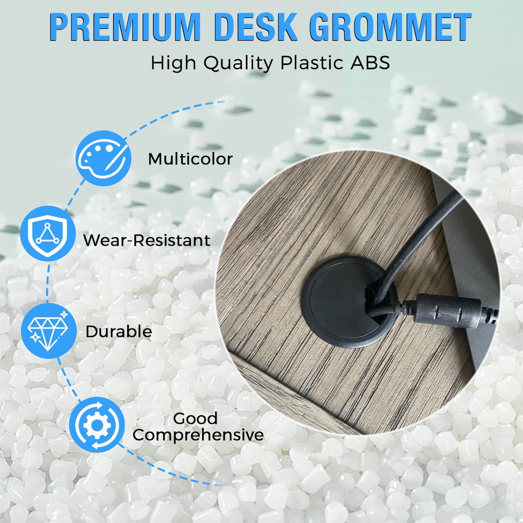 Desk Grommet 3-1/8" (80 mm), Desk Cord Hole Cover, White 2 Pcs
