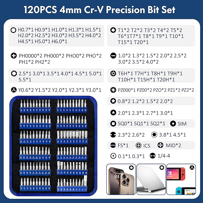 XOOL 140 in 1 Precision Screwdriver Set, Professional Computer Laptop Repair Tool Kit, Electronics Repair Tool with 120 Magnetic Bits, Compatible for Macbook, iPhone, Game Console, Tablet